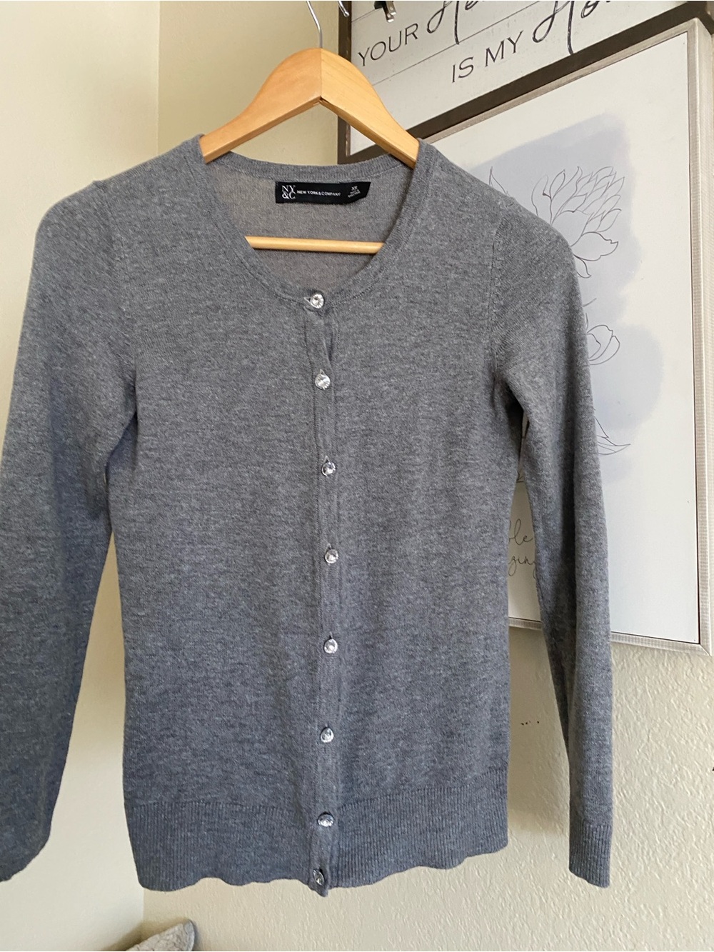 New York & Company Gray Button-Up Women's Cardigan